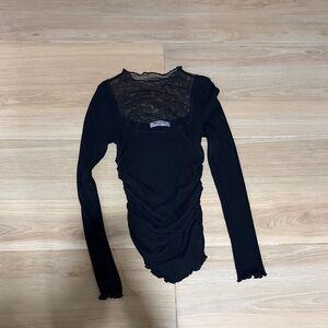 Project Social T Black Lace Long Sleeve Top